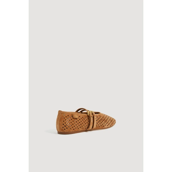 Aje Navina Suede Ballet Flat in Tan | Flats | Coveti