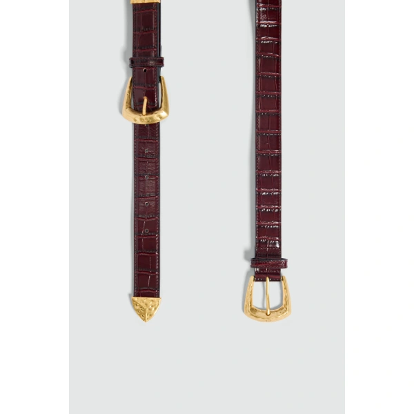 Aje Neci Croc Emboss Belt in Merlot | Belts | Coveti