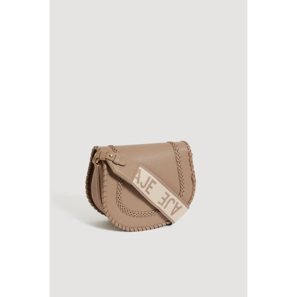 Aje Nina Logo Crossbody in Taupe | Shoulder & Crossbody Bags | Coveti