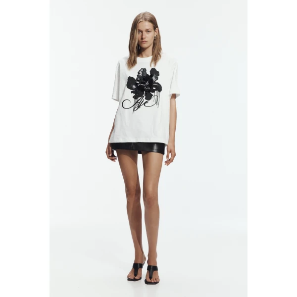 Aje Orchid Oversized Tee in White/Black | T-shirts | Coveti