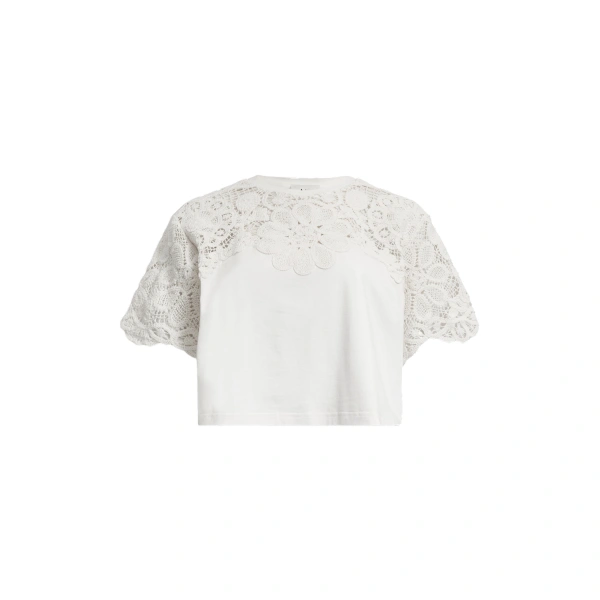 Aje Petalie Cropped Tee in Ivory | T-shirts | Coveti