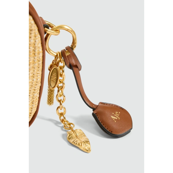 Aje Polish Raffia Crossbody in Natural/ Spiced Chai | Shoulder & Crossbody Bags | Coveti