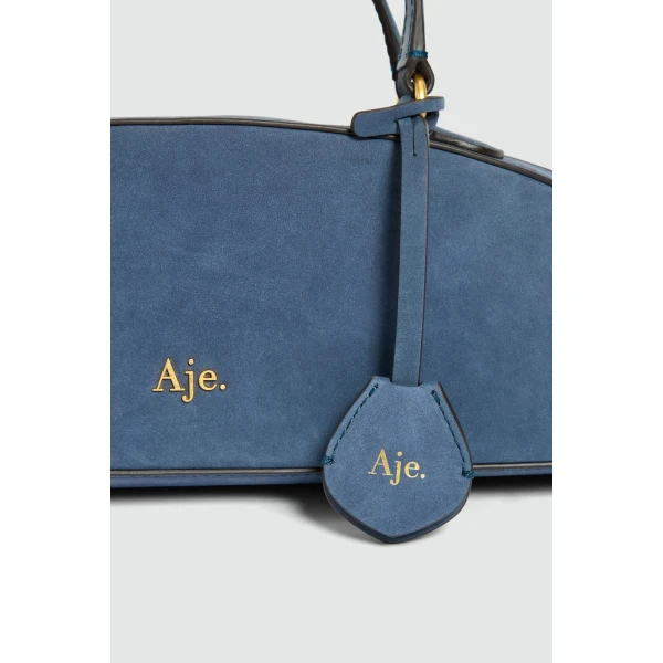 Aje Poppy Nubuck Shoulder Bag in Midnight Blue | Shoulder & Crossbody Bags | Coveti
