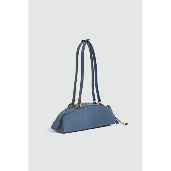 Aje Poppy Nubuck Shoulder Bag in Midnight Blue | Shoulder & Crossbody Bags | Coveti