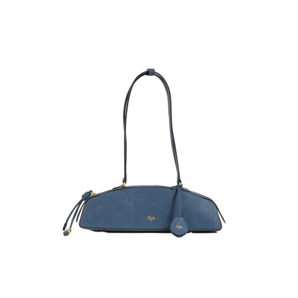 Aje Poppy Nubuck Shoulder Bag in Midnight Blue | Shoulder & Crossbody Bags | Coveti