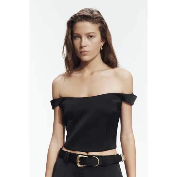 Aje Ravena Bustier in Black | Tops | Coveti