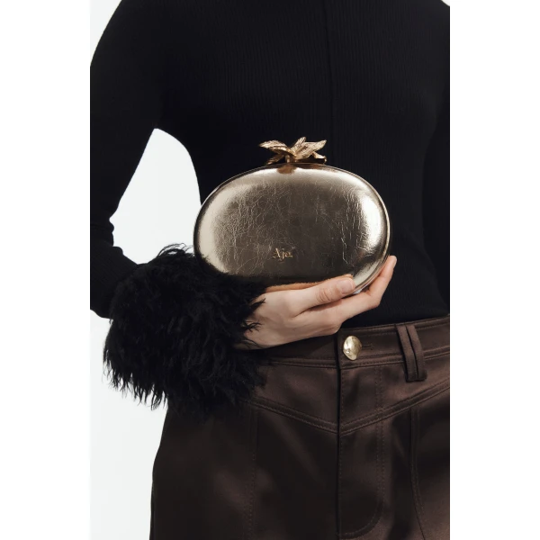 Aje Retrofete Clutch in Light Gold | Clutch Bags | Coveti
