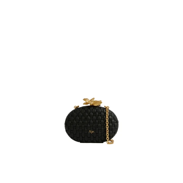 Aje Retrofete Woven Clutch in Black | Clutch Bags | Coveti