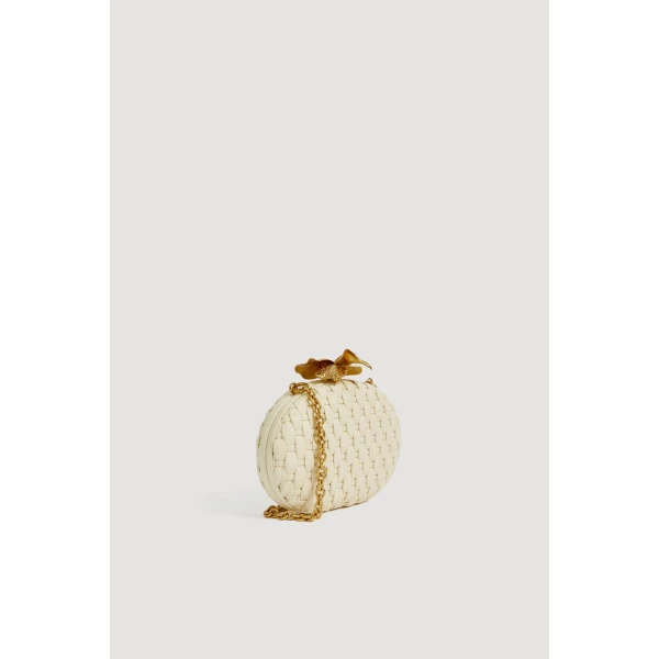 Aje Retrofete Woven Clutch in Ivory | Clutch Bags | Coveti