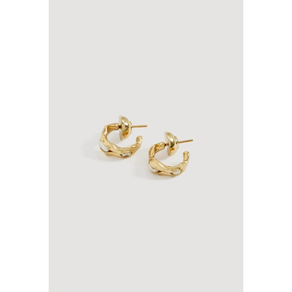 Aje Romara Small Pearl Hoops in Gold/Pearl | Earrings | Coveti