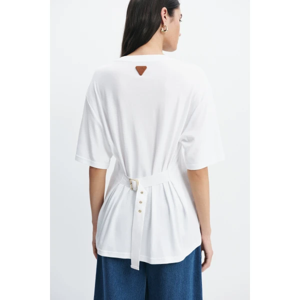 Aje Sienna Belted Tee in White | T-shirts | Coveti