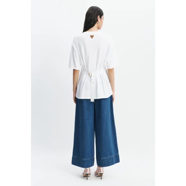 Aje Sienna Belted Tee in White | T-shirts | Coveti