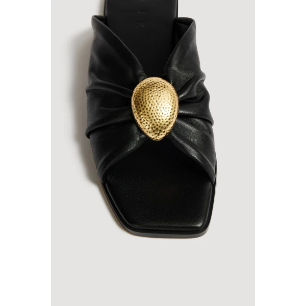 Aje Solana Gathered Slide in Black | Flip Flops & Slides | Coveti