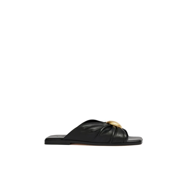 Aje Solana Gathered Slide in Black | Flip Flops & Slides | Coveti