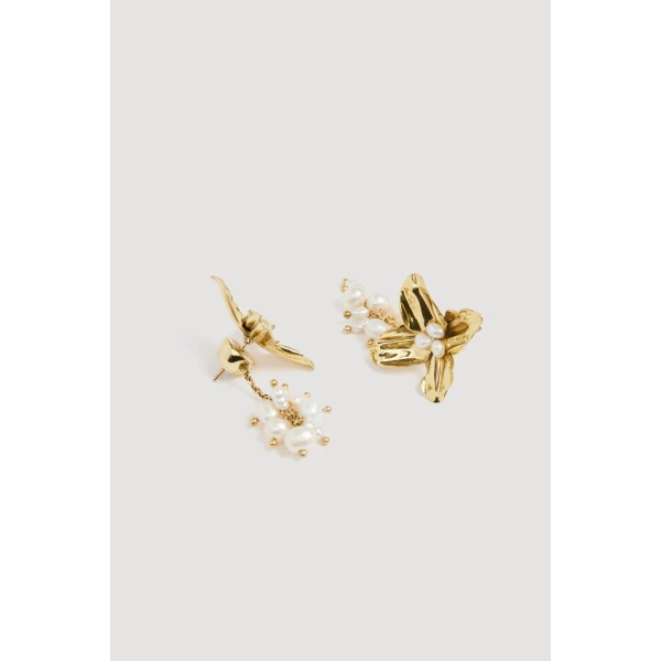 Aje Soleil Mini Drop Stud in Gold/Pearl | Earrings | Coveti