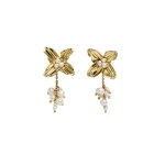 Aje Soleil Mini Drop Stud in Gold/Pearl | Earrings | Coveti