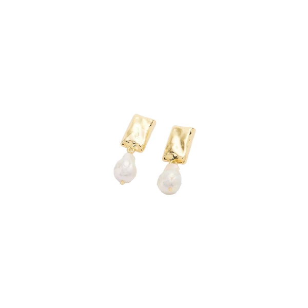 Aje Spencer Pearl Drop Earrings in Gold/Pearl | Earrings | Coveti