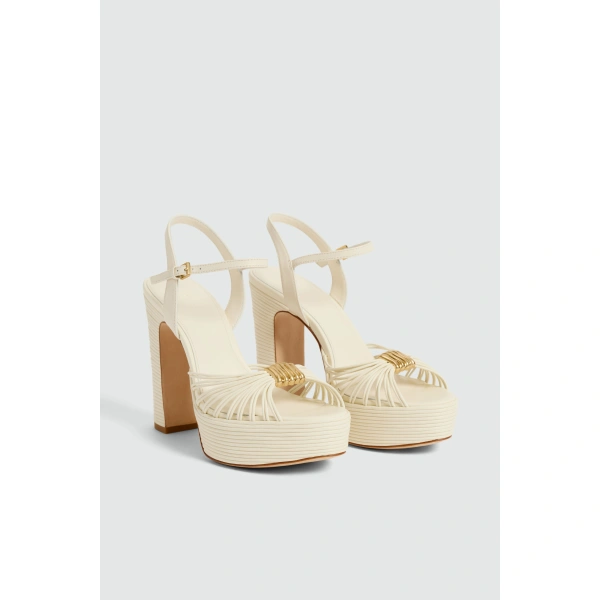 Aje Talia Platform Heel in Ivory | Heels | Coveti