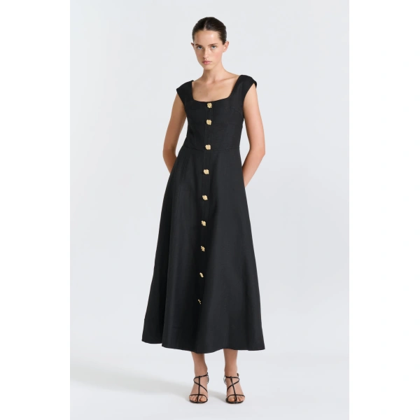 Aje Tova Midi Dress in Black | Midi Dresses | Coveti