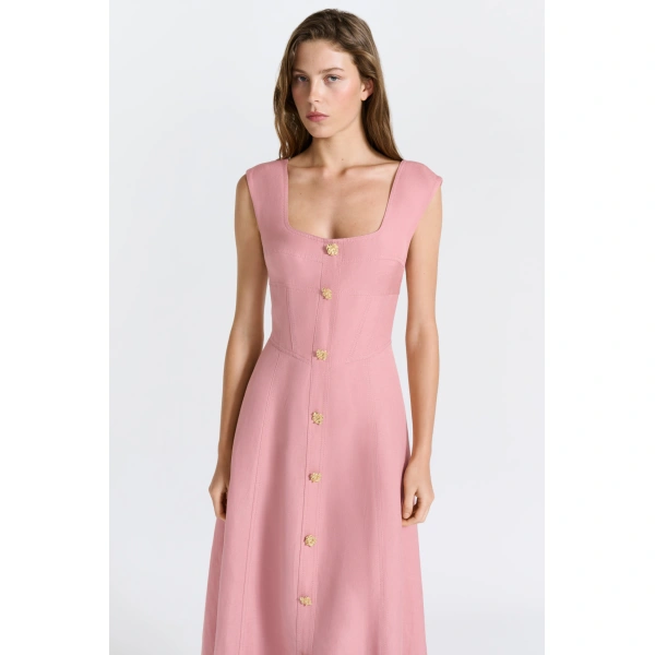 Aje Tova Midi Dress in Rose Gold | Midi Dresses | Coveti