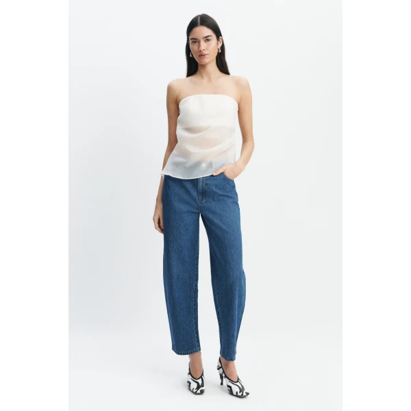 Aje Tully Bubble Crop Jean in Coastal Wash | Pants | Coveti