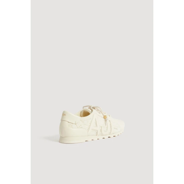 Aje Valli Lace Logo Trainer in Ivory Velvetine | Sneakers | Coveti