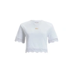 Aje Verity Lace Hem Cropped Tee White/White Aje Verity Lace Hem Cropped Tee in White/White | T-shirts | Coveti