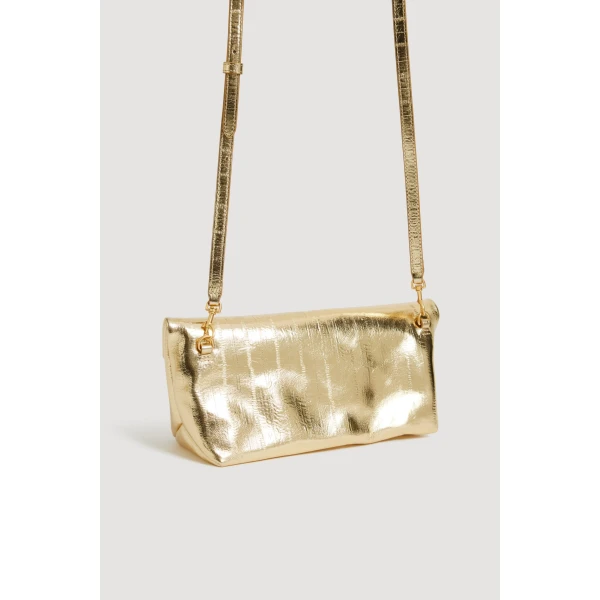 Aje Verona Eel Emboss Small Clutch in Gold Eel | Clutch Bags | Coveti