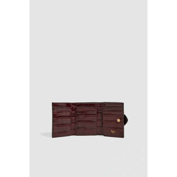 Aje Viva Croc Emboss Fold Wallet in Merlot | Wallets & Purses | Coveti