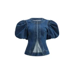 Aje Viva Puff Sleeve Denim Top