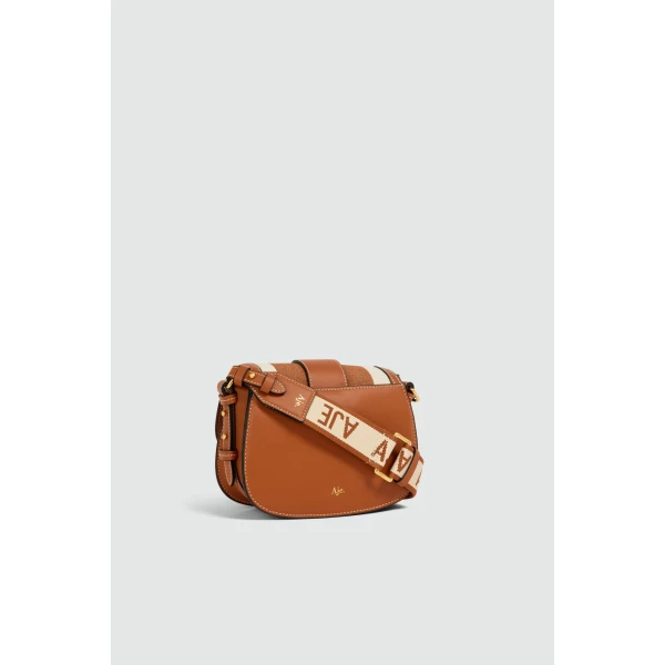 Aje Viva Small Canvas Saddle Bag in Spiced Chai/Natural | Shoulder & Crossbody Bags | Coveti