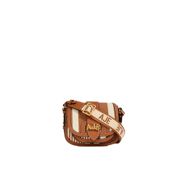Aje Viva Small Canvas Saddle Bag in Spiced Chai/Natural | Shoulder & Crossbody Bags | Coveti