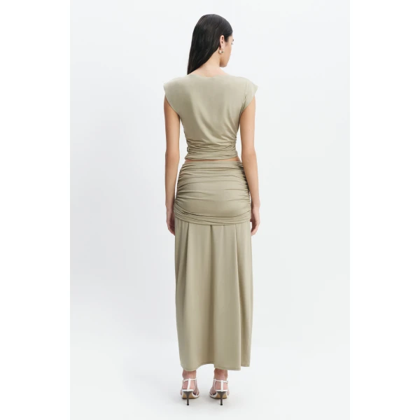 Aje Willow Maxi Skirt in Pale Olive | Skirts | Coveti