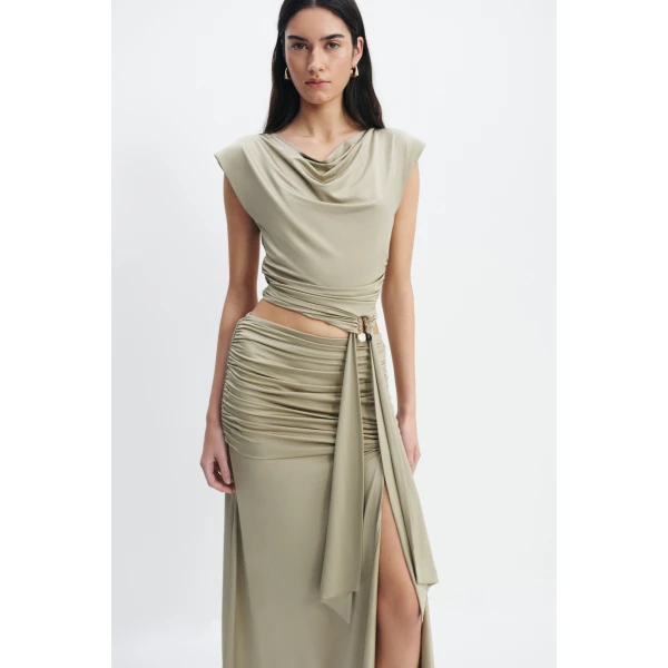 Aje Willow Maxi Skirt in Pale Olive | Skirts | Coveti