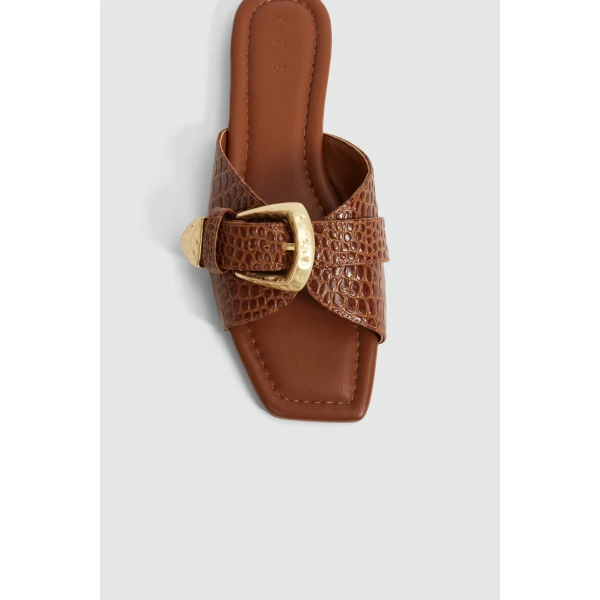 Aje Zanthe Slide in Amber Croc | Flip Flops & Slides | Coveti