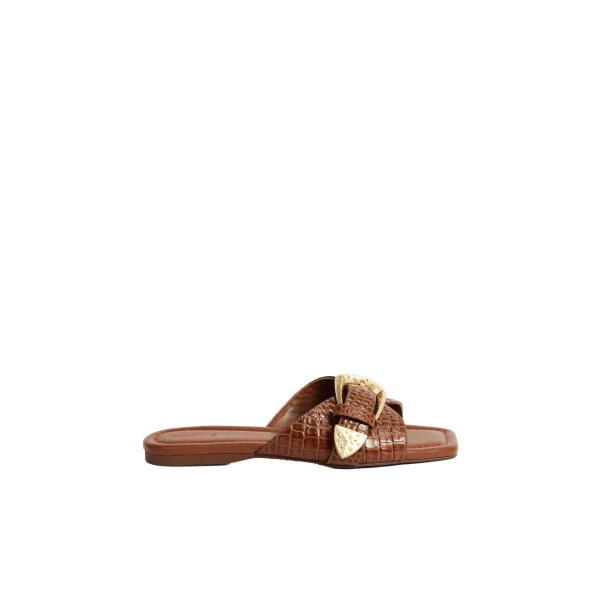 Aje Zanthe Slide in Amber Croc | Flip Flops & Slides | Coveti