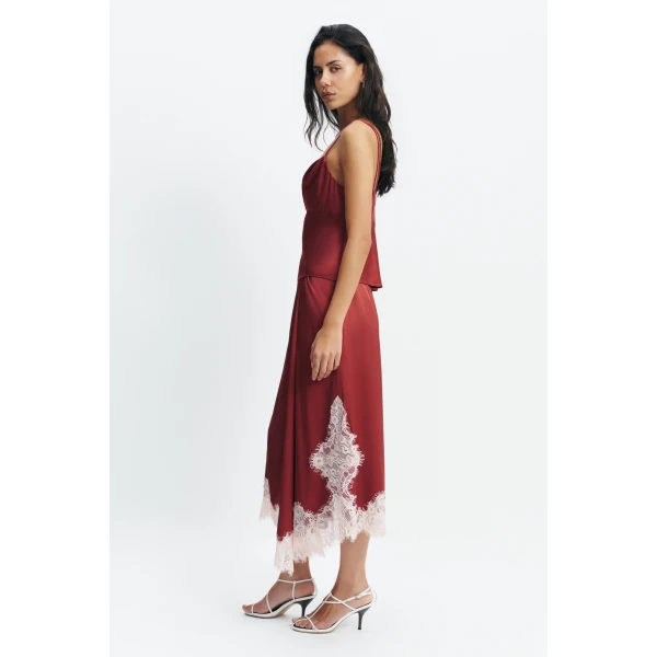 Aje Zera Lace Cami in Claret | Tops | Coveti