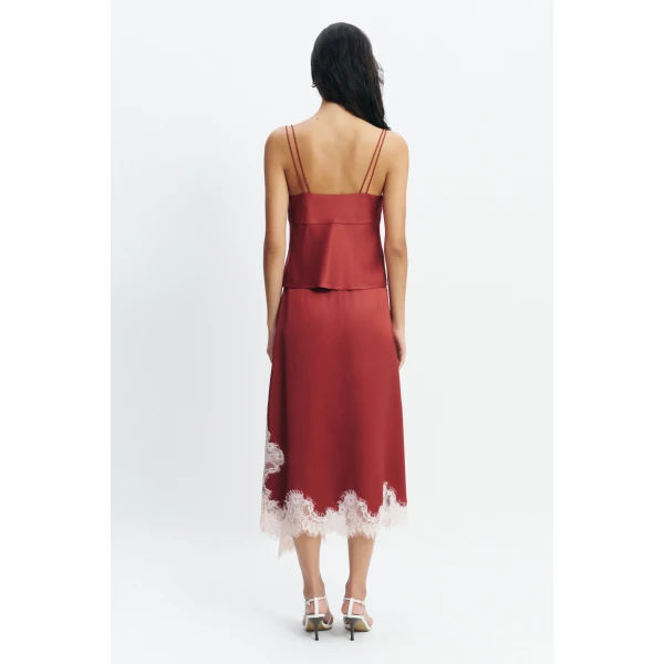 Aje Zera Lace Cami in Claret | Tops | Coveti