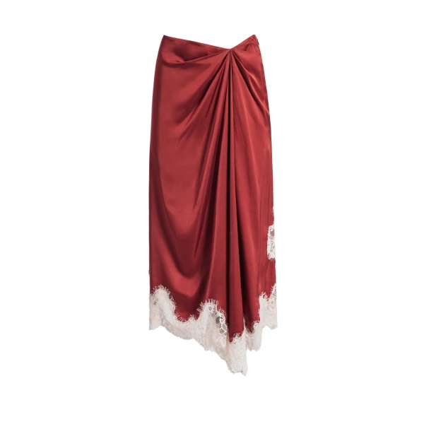 Aje Zera Lace Midi Skirt in Claret | Skirts | Coveti