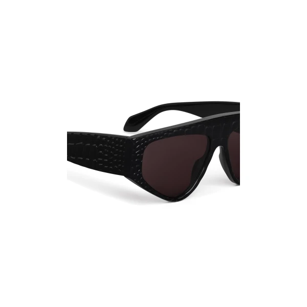 Alaia Aviator Mask Sunglasses in Black, Crocodile Print | Sunglasses | Coveti