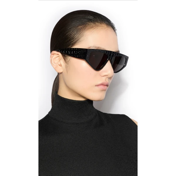 Alaia Aviator Mask Sunglasses in Black, Crocodile Print | Sunglasses | Coveti