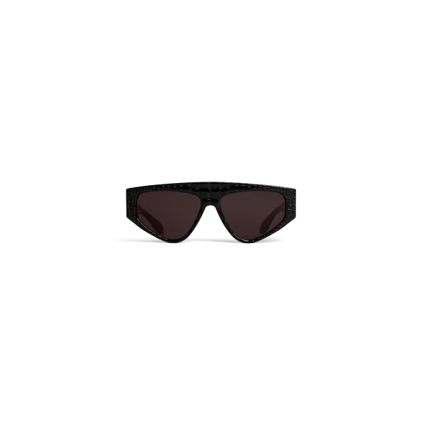 Alaia Aviator Mask Sunglasses in Black, Crocodile Print | Sunglasses | Coveti