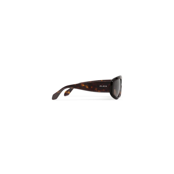 Alaia Aviator Mask Sunglasses in Dark Havana | Sunglasses | Coveti