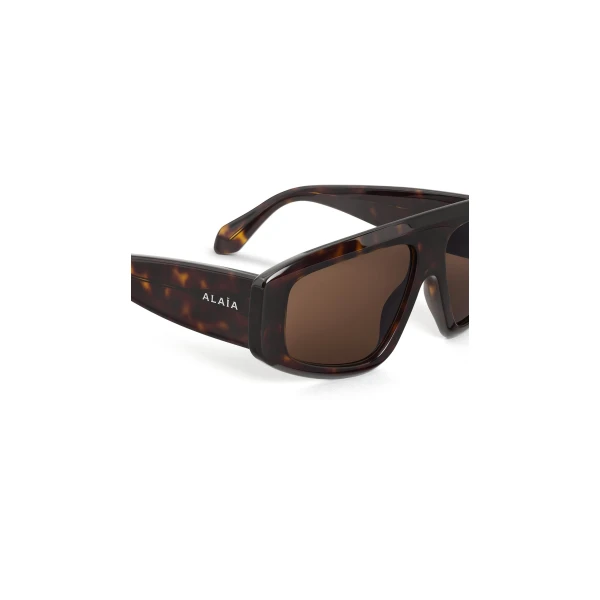 Alaia Aviator Mask Sunglasses in Dark Havana | Sunglasses | Coveti