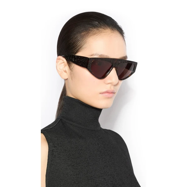 Alaia Aviator Mask Sunglasses in Havana, Crocodile Print | Sunglasses | Coveti