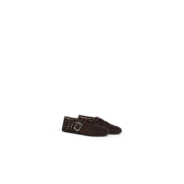 Alaia Ballet Flats Vienne in Suede, Dark Brown | Flats | Coveti