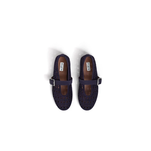 Alaia Ballet Flats Vienne in Suede, Eggplant | Flats | Coveti