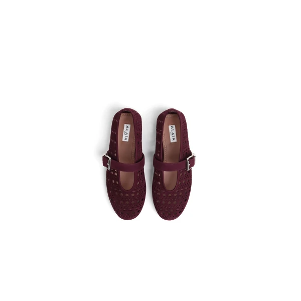 Alaia Ballet Flats Vienne in Suede, Garnet Red | Flats | Coveti