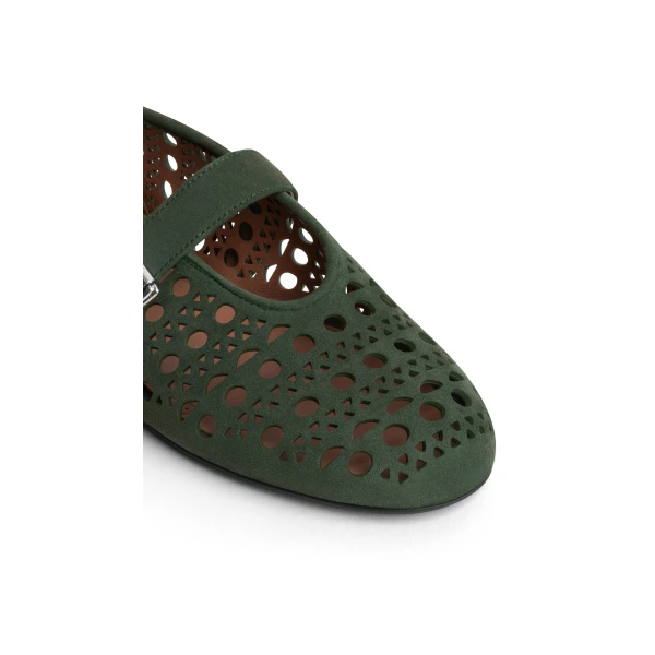 Alaia Ballet Flats Vienne in Suede, Lichen | Flats | Coveti