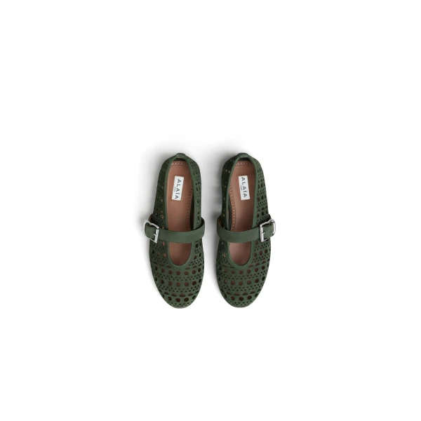 Alaia Ballet Flats Vienne in Suede, Lichen | Flats | Coveti